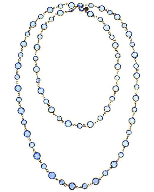 Chanel Vintage Gold-tone Blue Chicklet Sautoir Necklace in