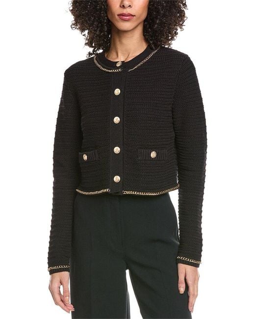 Toccin Black Cecilia Textured Cotton Knit Jacket