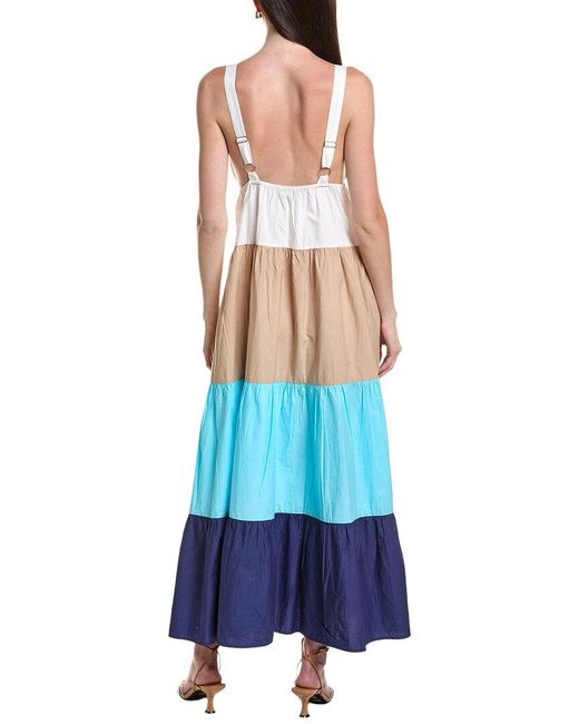 AREA STARS Blue Color Block Maxi Dress