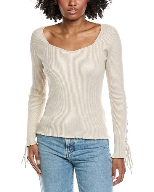 Laundry by Shelli Segal White Tie Sleeve Sweater