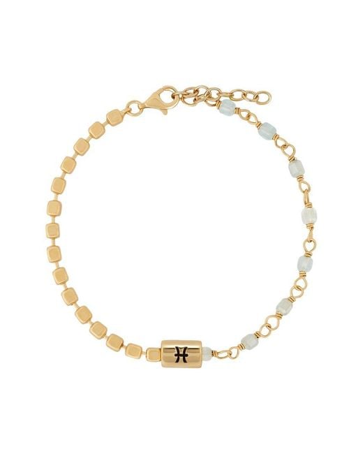 Karma and Luck Metallic Zodiac Plated Aquamarine Beaded Bracelet