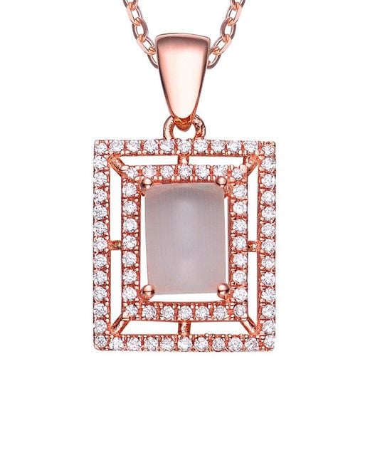 Genevive Jewelry White 18k Rose Gold Vermeil Cz Pendant