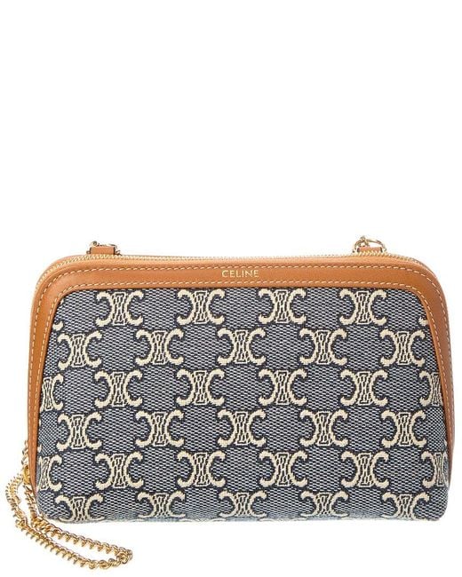 Céline Gray Logo Leather Crossbody