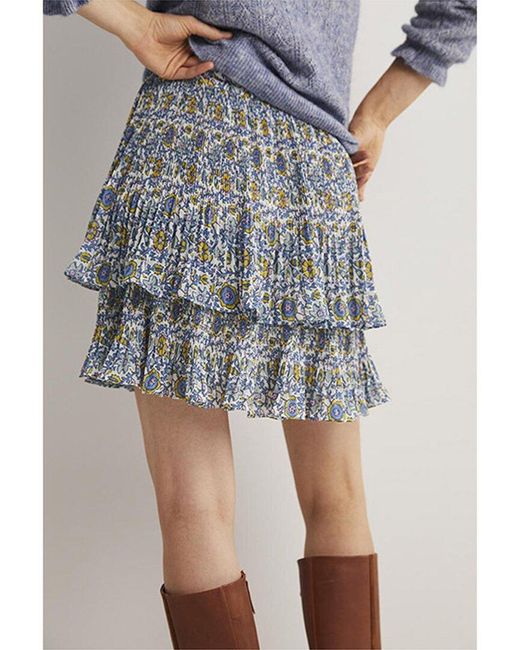 Boden Blue Plisse Mini Skirt
