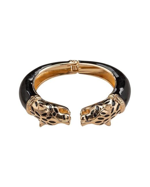 Eye Candy LA Metallic Crystal Double Leopard Cuff Bracelet