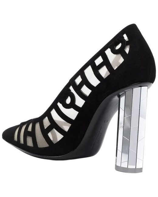 Ferragamo Black Mirrored Leather Heel Pump