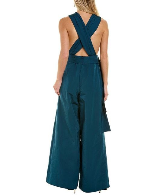 Oscar de la Renta Blue Wide Leg Jumpsuit