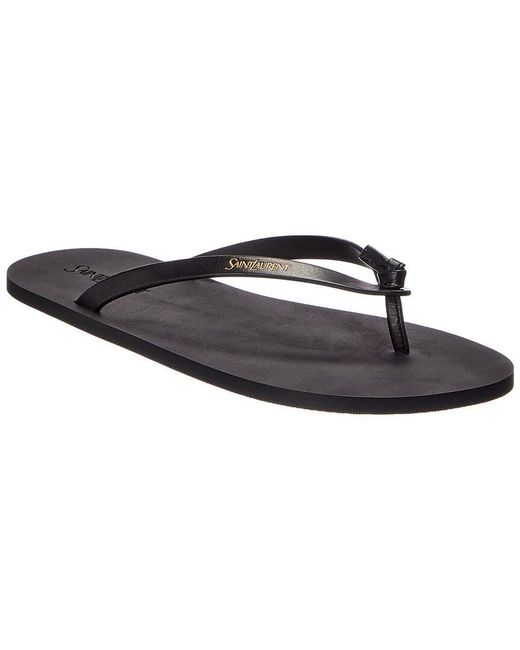 Saint Laurent Black Pool Leather Sandal for men