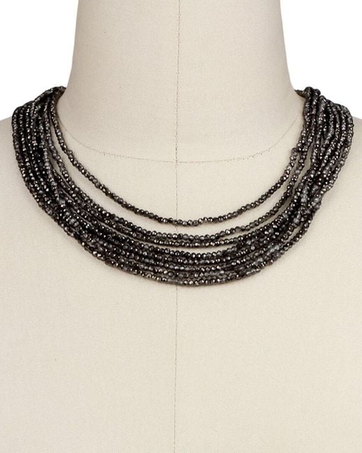 Saachi Metallic Glass Bead Necklace