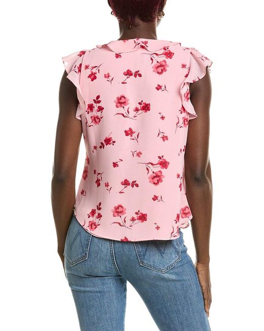 Cece Red Cascading Ruffle Detailed Top