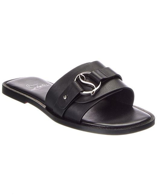 Christian Louboutin Black Logo Leather Flat