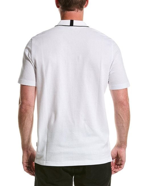 Ted Baker White Buer Textured Zip Polo Shirt for men