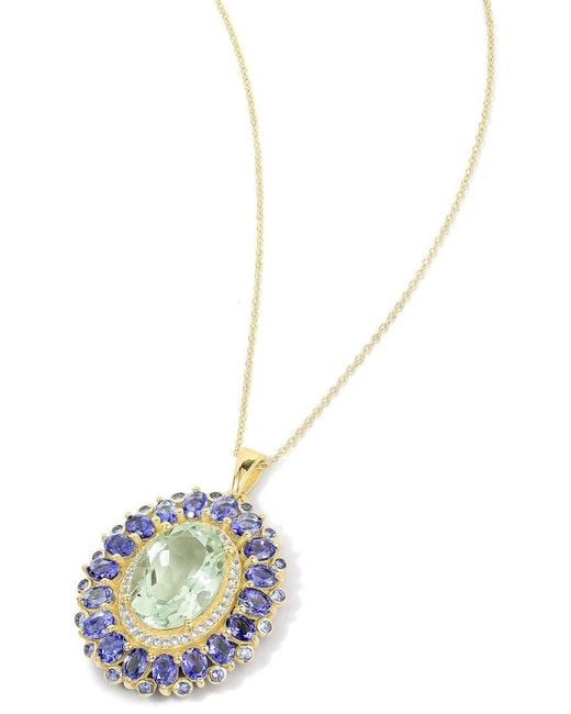 TIRAMISU Metallic 14K Plated 6.17 Ct. Tw. Amethyst, Iolite, Topaz Dangle Necklace