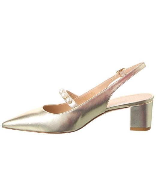 Stuart Weitzman Metallic Pia Mary Jane Leather Slingback Pump