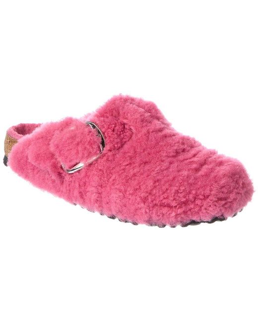 Birkenstock Pink Boston Big Buckle Teddy Narrow Shearling Clog