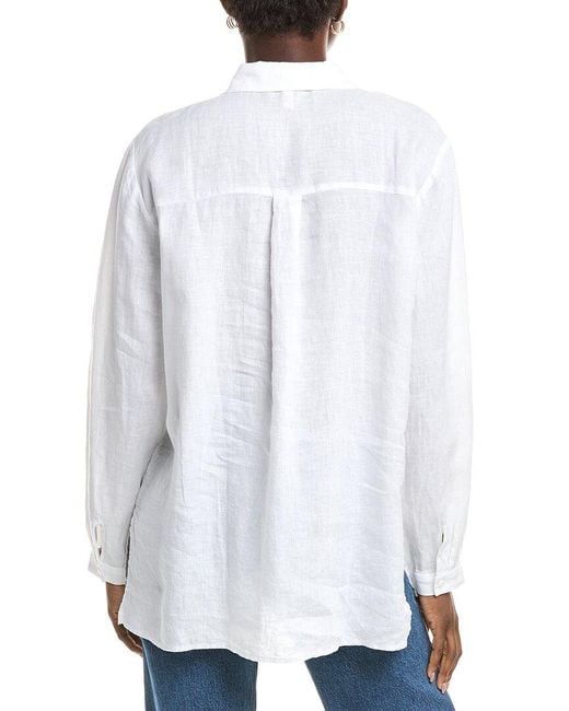 Eileen Fisher White Classic Collar Linen Shirt
