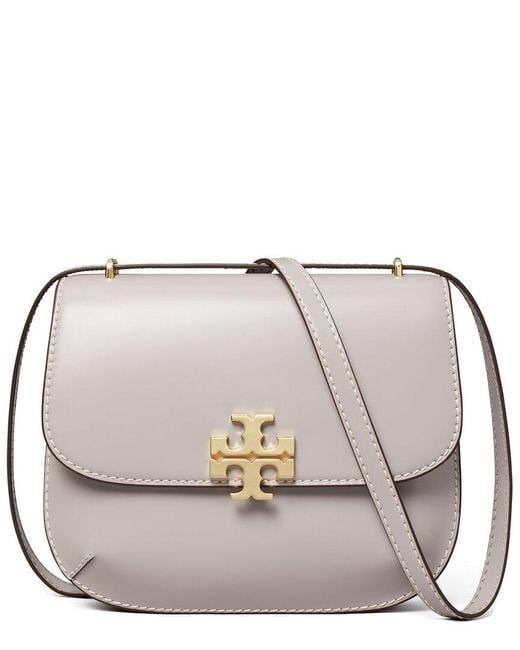 Tory Burch Gray Eleanor Spazzolato Slim Leather Saddle Bag