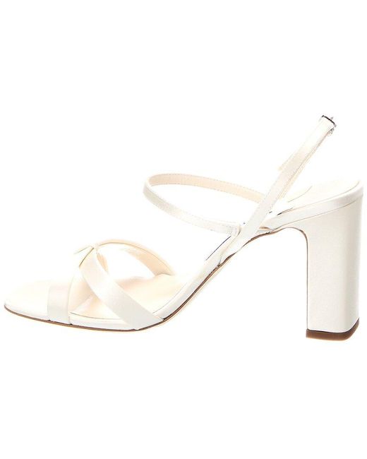 Jimmy Choo White Elsy Block Heel 85 Leather Sandal