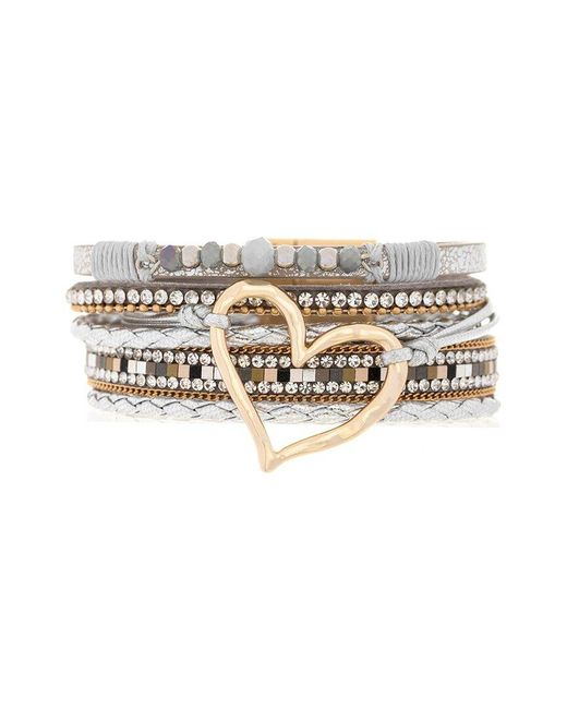 Saachi White Crystal Heart Bracelet