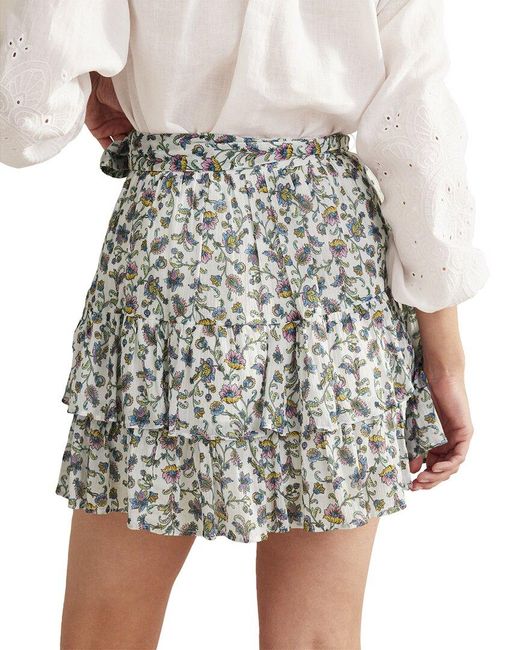 Boden White Tie Waist Crinkle Mini Skirt