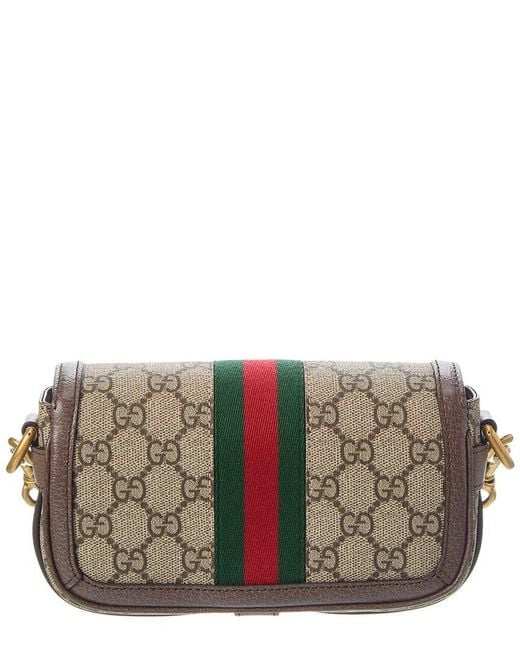 Gucci Brown Ophidia Super Mini Gg Supreme Canvas & Leather Shoulder Bag