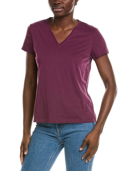 Lafayette 148 New York Purple V-Neck T-Shirt