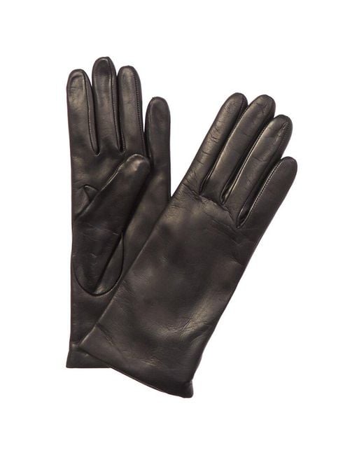 Portolano Gray Cashmere-Lined Leather Gloves