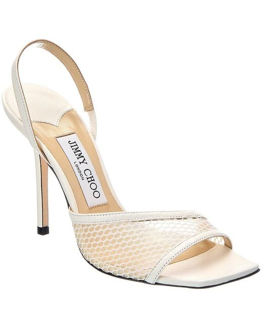 Jimmy Choo Metallic Sutton 100 Mesh & Leather Slingback Sandal