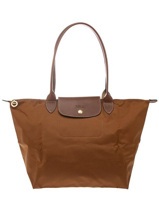 Longchamp Leather Classic Le Pliage Large Shoulder Bag in Cognac (Brown