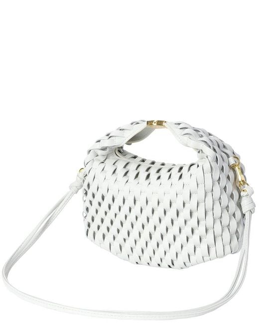 Tiffany & Fred Paris White Woven Leather Top Handle Crossbody