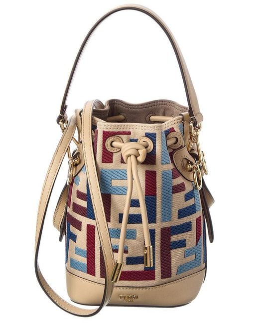 Fendi White Mon Tresor Mini Canvas Bucket Bag