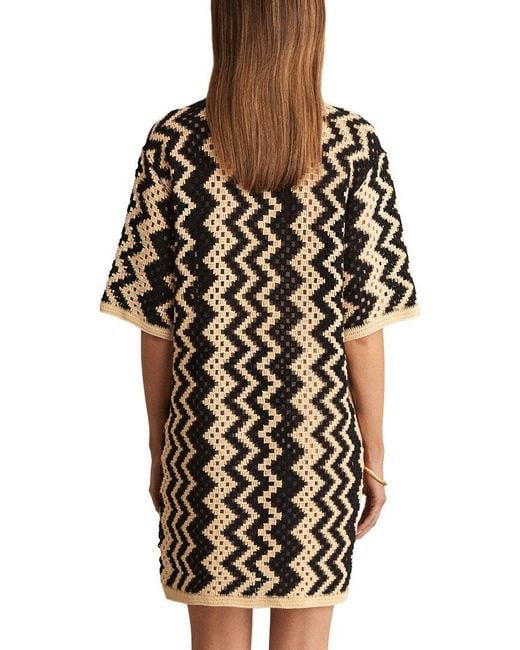 Reiss Black Natalie Knitted Crochet Dress