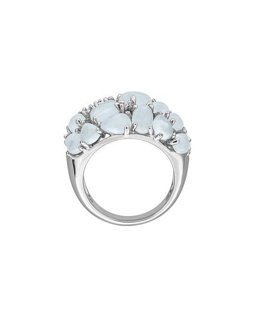 Rina Limor White Rose-Plated 7.86 Ct. Tw. Diamond & Aquamarine Ring