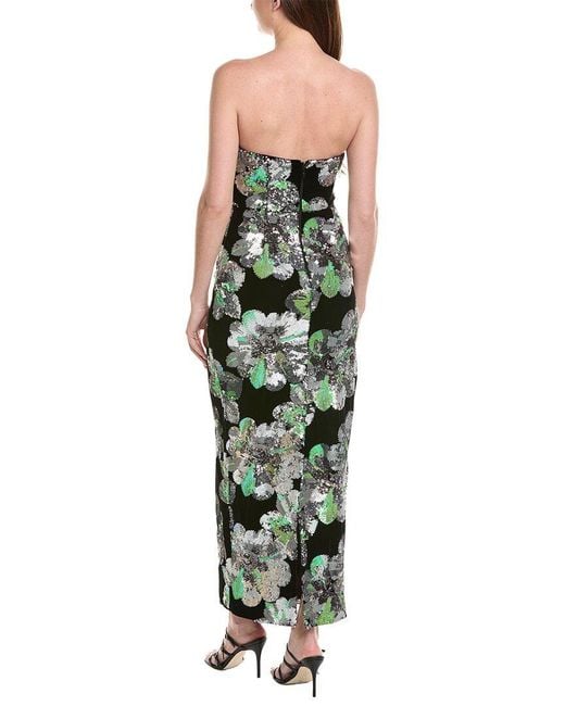 MILLY Green Orion Velvet Floral Sequins Maxi Dress