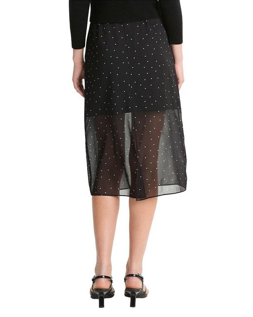 Vince Black Sheer Dot Silk-Blend Straight Skirt