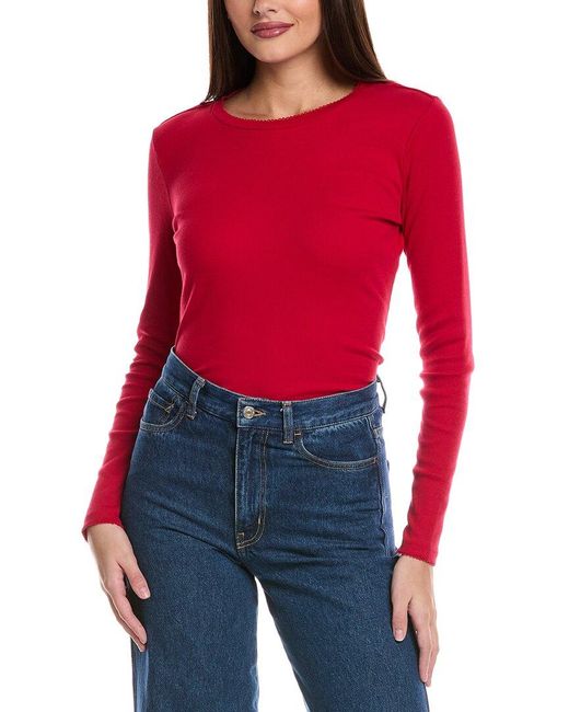 Cece Red Scallop Top