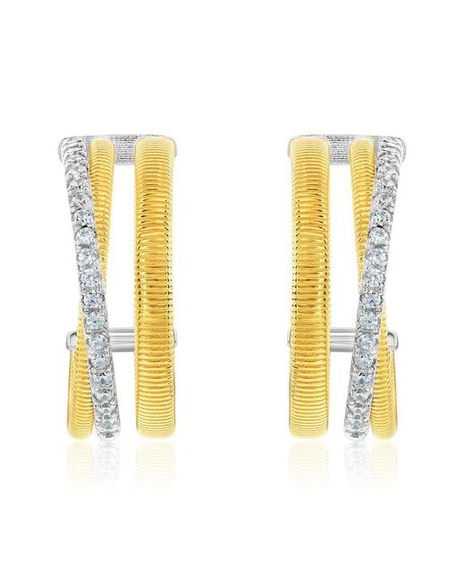Suzy Levian CZ Jewelry Metallic Suzy Levian Golden Helix Cz Huggie Earrings