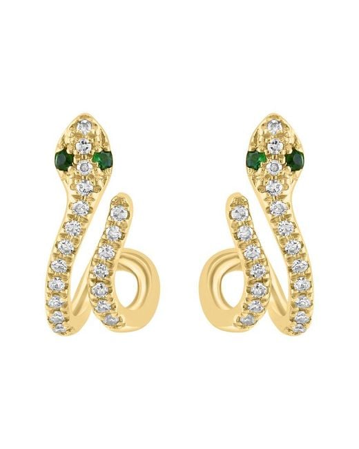 Effy Fine Jewelry Metallic 14K 0.13 Ct. Tw. Diamond & Tsavorite Earrings