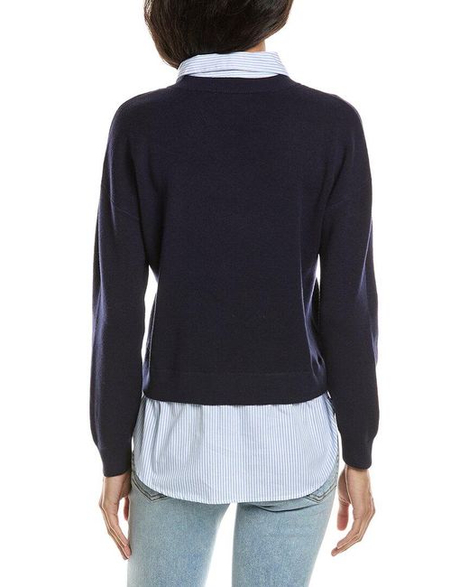 Design History Blue Stripe Two-Fer Sweater