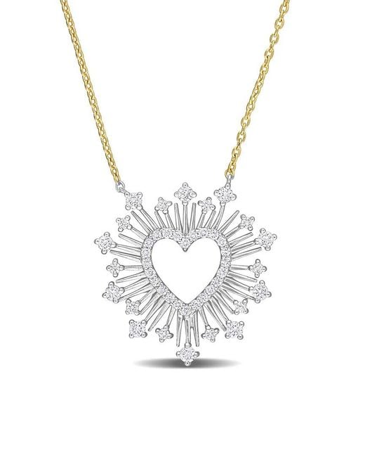 Diamond Select Cuts Natural 14K Two-Tone 0.51 Ct. Tw. Diamond Halo Heart Necklace