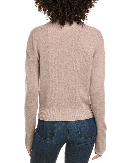 InCashmere Brown Crop Mock Wool & Cashmere-Blend Sweater