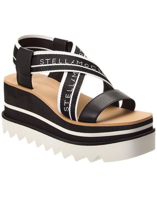 Stella McCartney Black Sneak-elyse Striped Platform Sandal