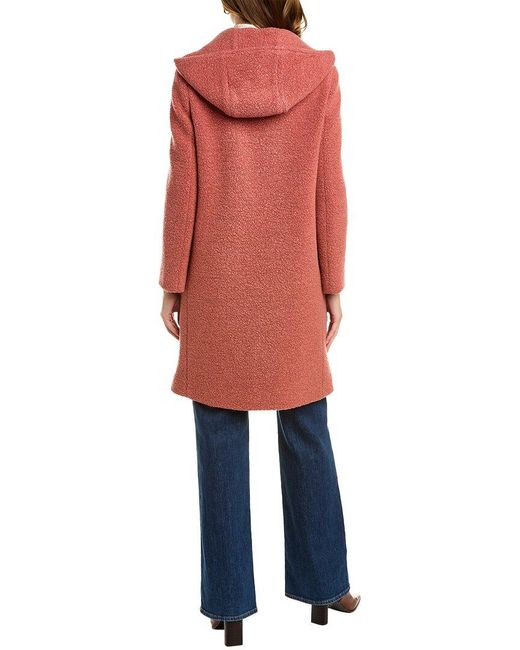 Cinzia Rocca Red Hooded Wool-blend Coat