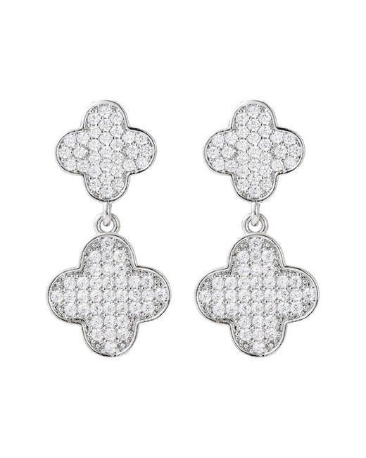 Adornia White Plated Cz Clover Drop Earrings