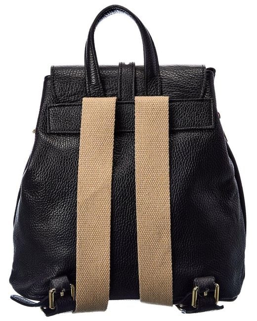 Italian Leather Black Backpack