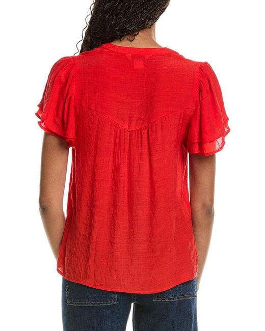 Nanette Lepore Red Solid Blouse