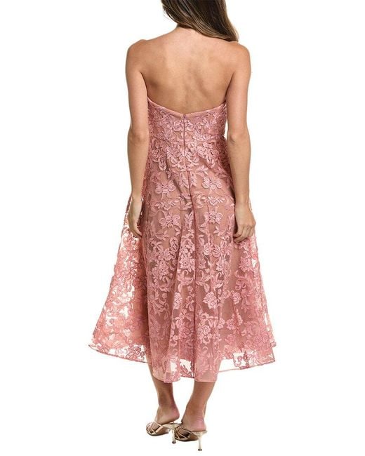 Marchesa Pink Notte Midi Dress