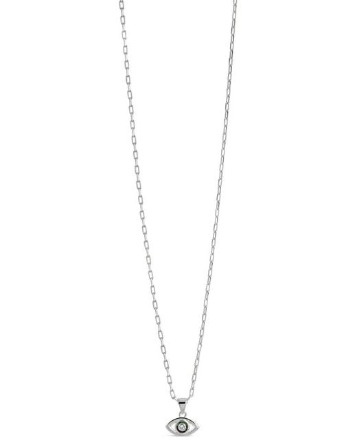 Sterling Forever White Rhodium Plated Pearl Cz Leidy Pendant Necklace