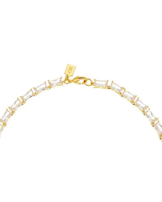 Crystal Haze Jewelry White 18K Plated Cz Statement Necklace