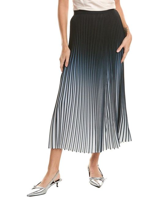 Reiss Blue Polyester Ombre Pleated Midi Skirt